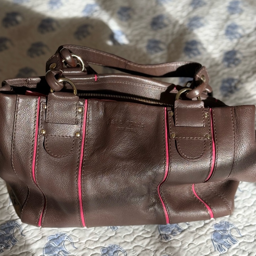 Kate Spade Brown and Pink Satchel with Elegant Design